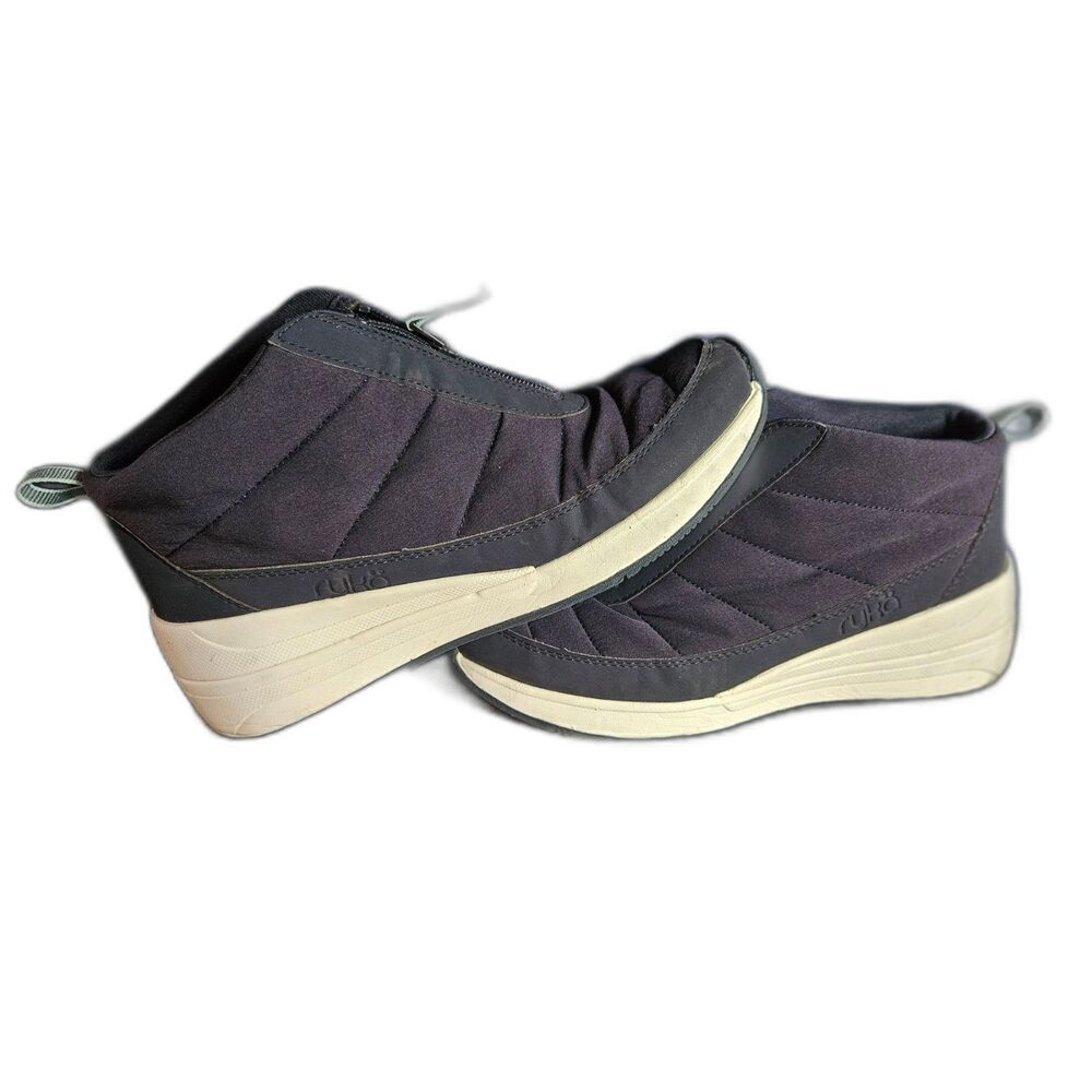 Ryka Gia Puff Zip-Up Wedge Bootie Women’s‎ size 8M in Navy Great Condition